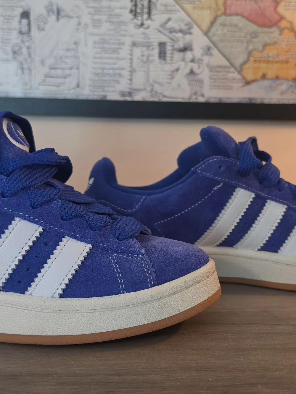 Adidas Blue Suede Sneakers with White Stripes